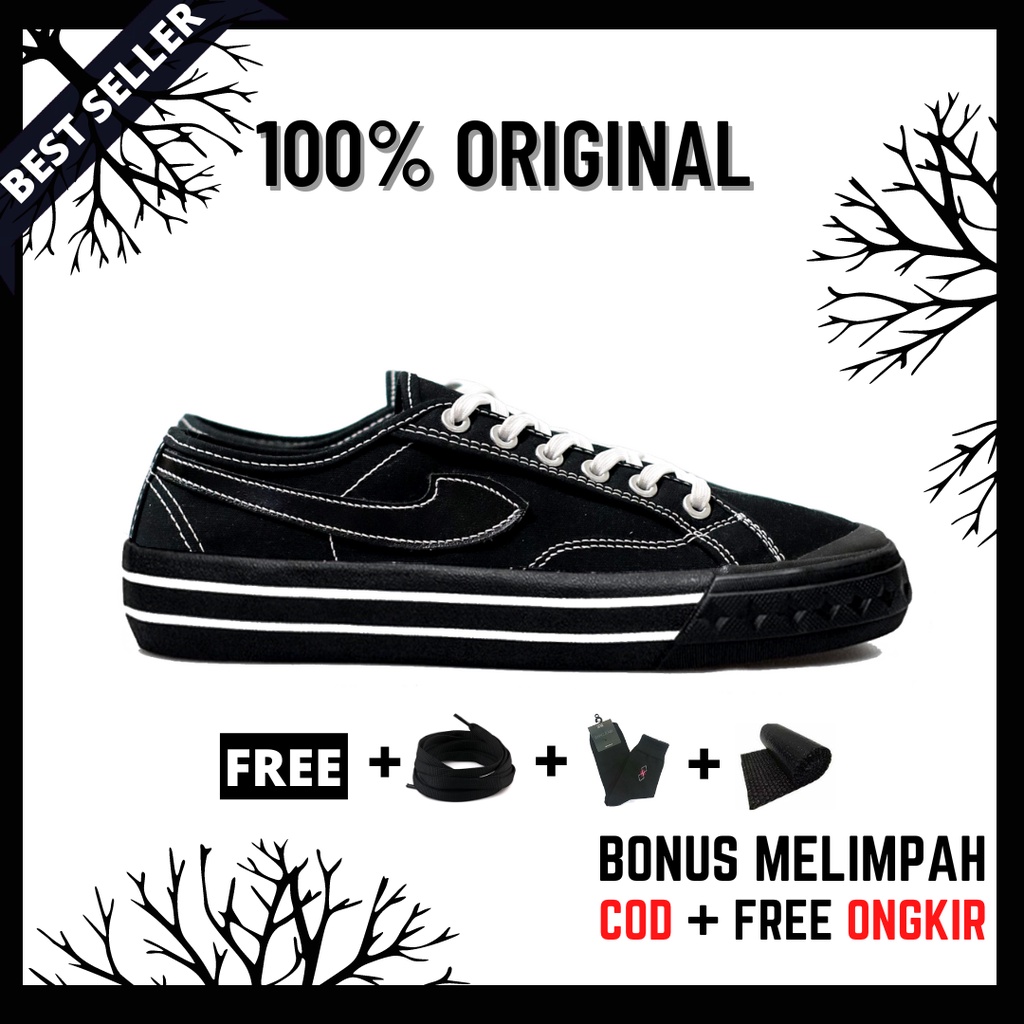 100% Original Sepatu Lokal Casual Black Oreo | Not Compass Retrograde Black Oreo Low