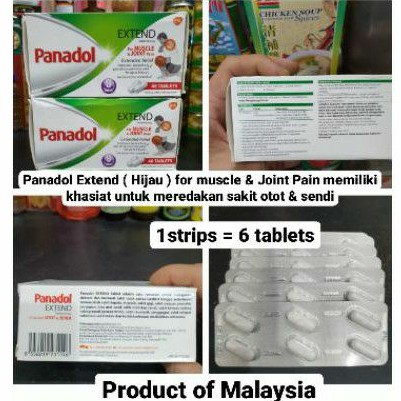 1 PAPAN PANADOL EXTEND FOR MUSCLE & JOINT PAIN HIJAU EXTENDED RELIEF MALAYSIA NYERI OTOT SENDI