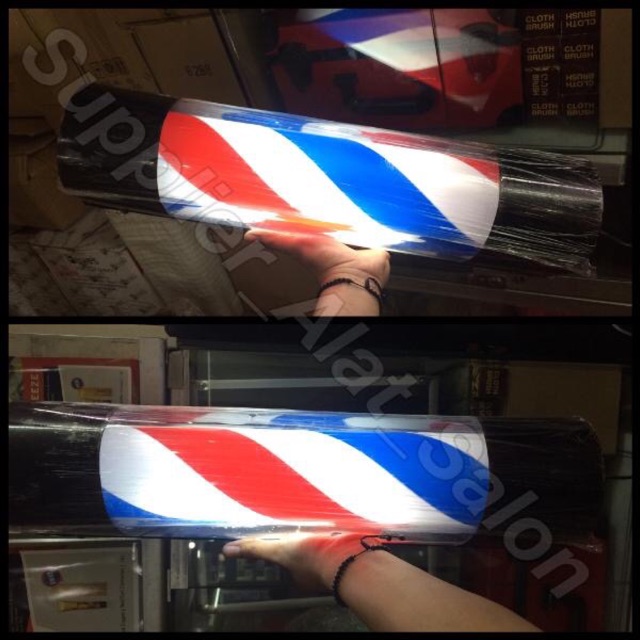 Lampu Barber Pole salon Barbershop menyala dan berputar