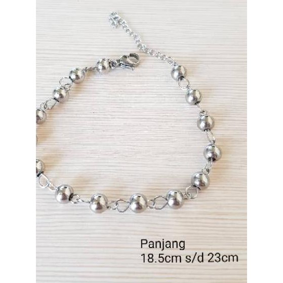 Ready VVS Gelang butir putih Titanium / gelang titanium antikarat / gelang simple / gelang elegant .