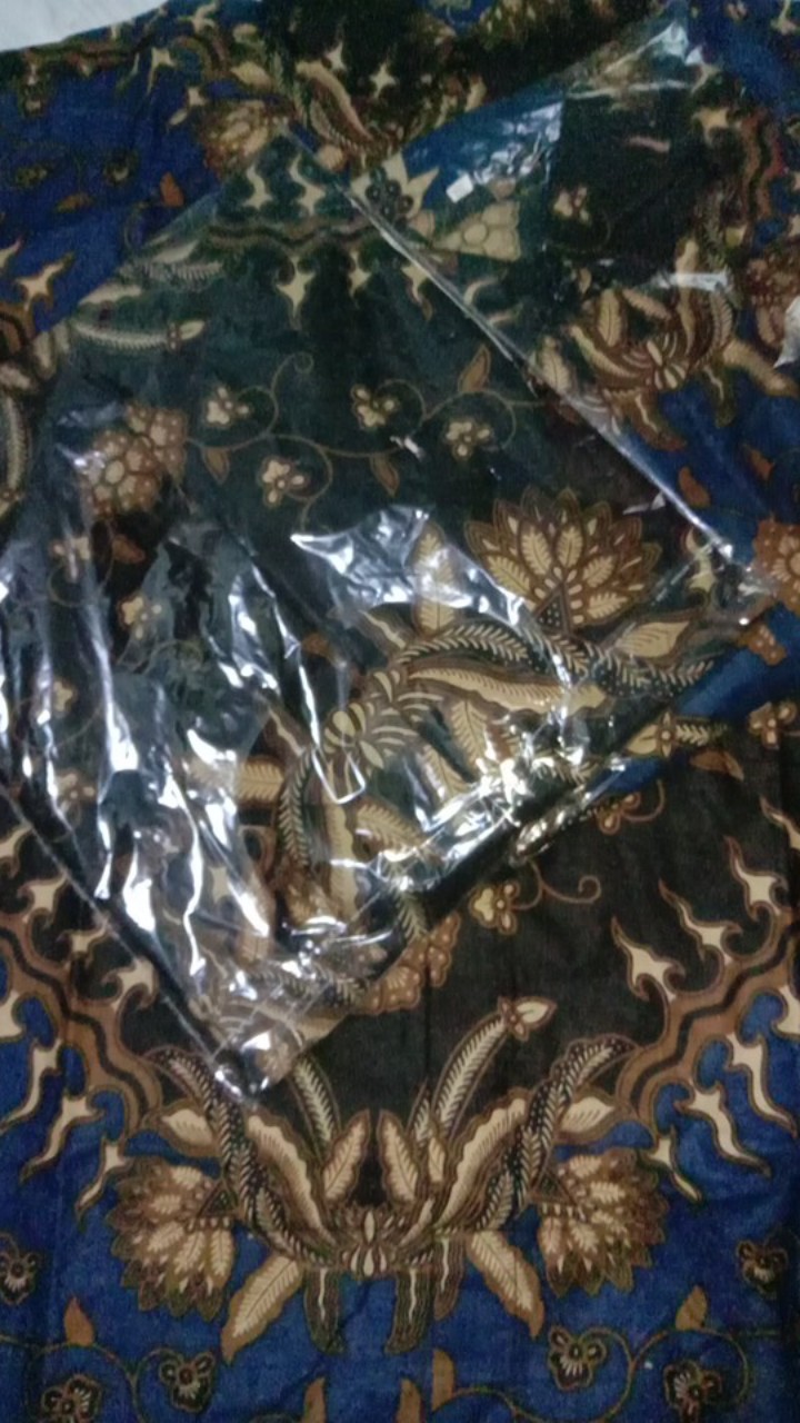 Kemeja Batik Pria Lengan Pendek Size M L Xl Xxl  Bswart Batik Hrb026 Kenongo Hem Keris Biru