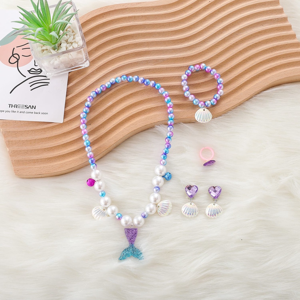 MERMAID ACC SET AKSESORIS PRINCESS MAINAN ANAK CEWEK CINCIN KALUNG GELANG ANTING KOREA IMPOR