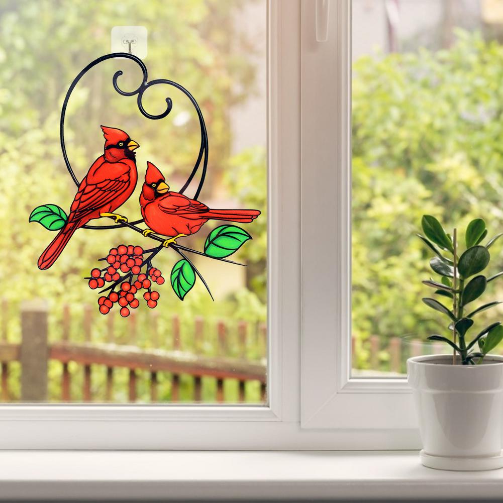 [ Red Bird Crafts Acrylic Pendant Ornaments ][ Wall Hanging  Wind Chimes Decor ][ Stained Glass Window decoration ]