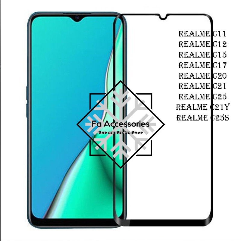 FA Tempered Glass 5D oppo Realme C11 C12 C15 C17 C20 C21 C25 C21Y C25S C31 C30 C35 C33 C30S C55 NFC Y S FULL screen antigores
