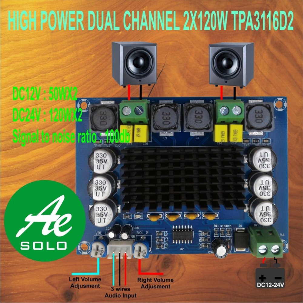 x120W High Power Class D Digital Audio Amplifier TPA3116D2