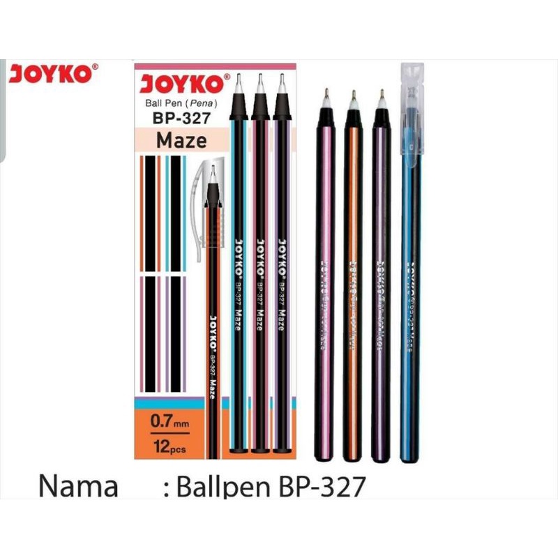

12 Pcs Pen Joyko Maze Hitam