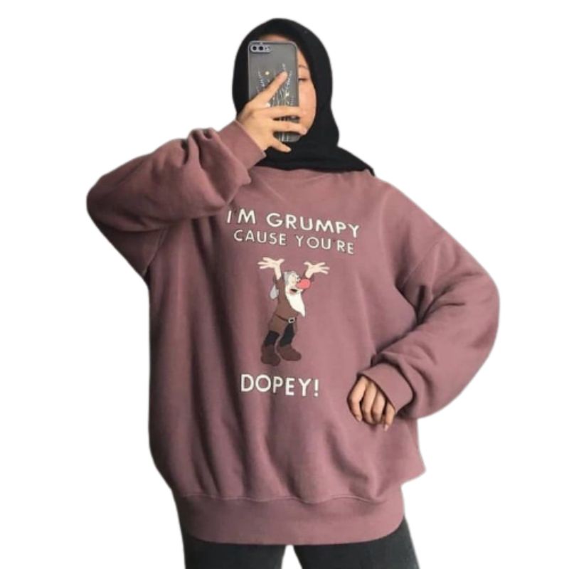 I M GRUMPY DOPEY ! - SWEATER OVERSIZE WANITA - CREWNECK SWEATER KOREAN STYLE