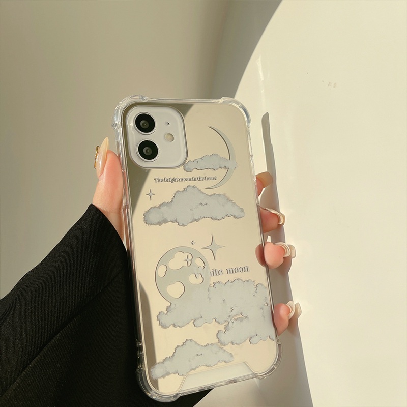 ins Makeup Mirror Shock Proof Soft Case IP Iphone 7 8 Plus X XR XS Max IPhone 11 Pro Max 12 13 Pro Max SE 2020 12 13 mini Fashion clouds moon Casing Chasing