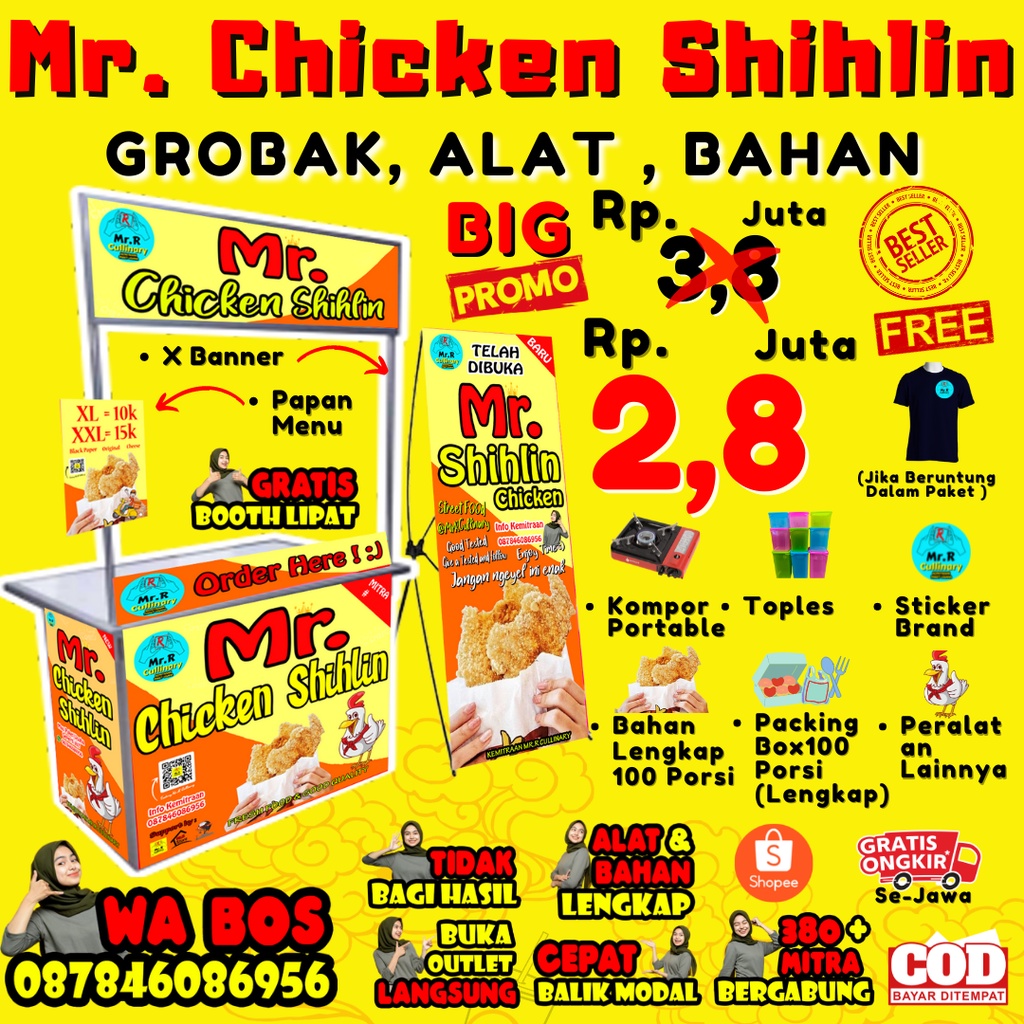 

Mr. Chicken Shihlin || MR.R CULLINARY (FRANCHAISE,PAKET USAHA,KEMITRAAN) GROBAK/BOOTH PORTABLE,ALAT LENGKAP, DAN BAHAN BAKU UTAMA