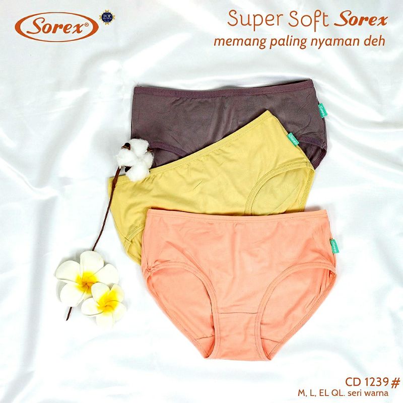 Paket isi 6 pcs CD WANITA SOREX ART 1239. MODEL MIDI PANTY SIZE : M - QL