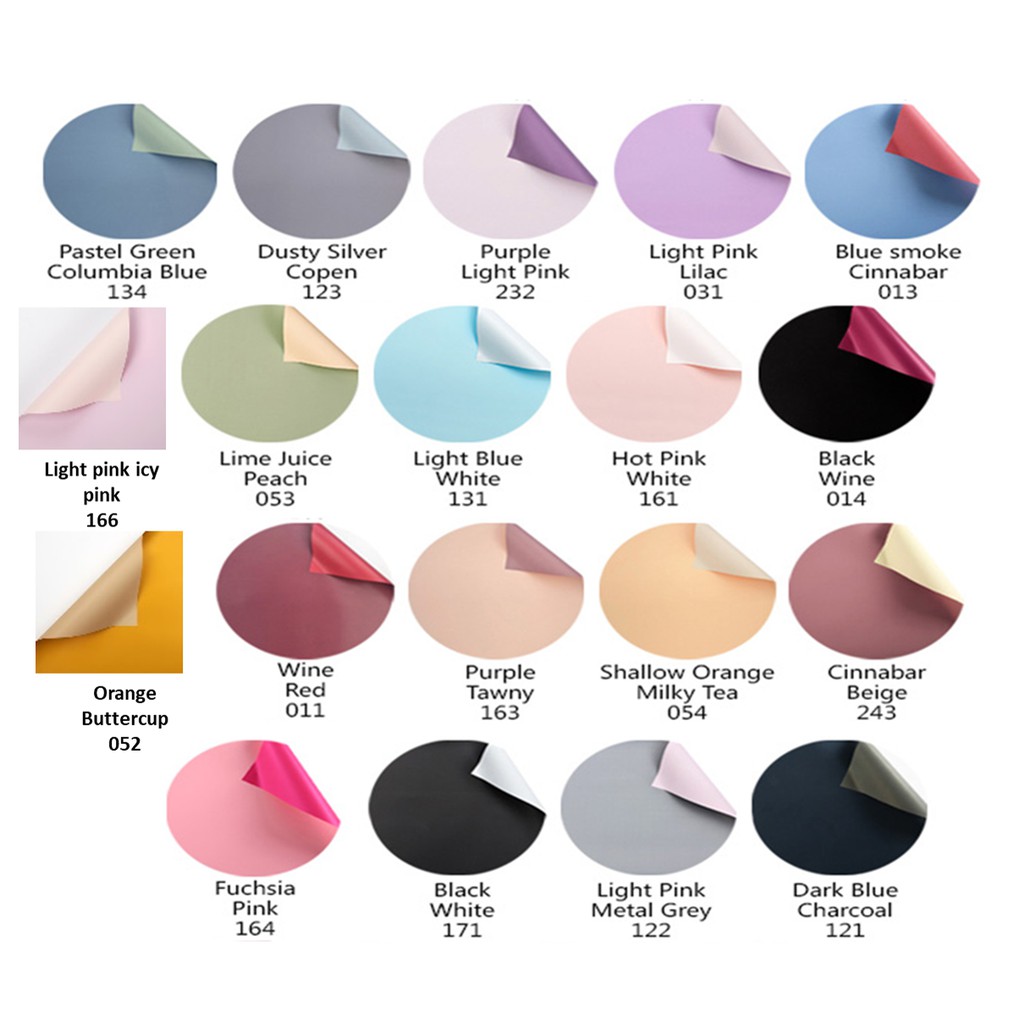 

BICOLOR CELLOPHANE part 2 (LEMBARAN; 58 x 58 cm) - Kertas Bunga Wrapping Paper