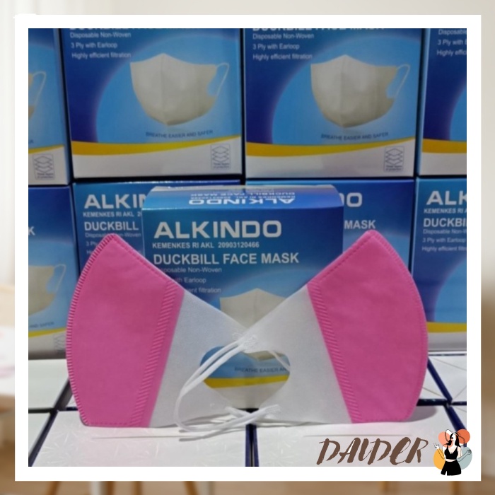 MASKER DUCKBILL ALKINDO ISI 50PCS MURAH WARNA PINK BERKUALITAS