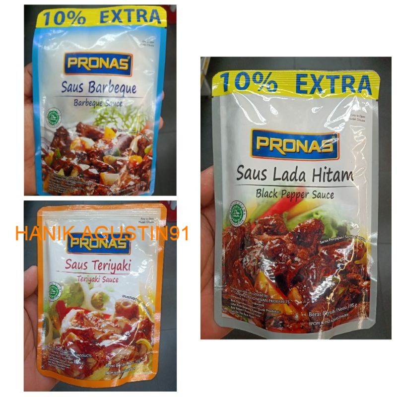 

PRONAS SAUS BLACKPEPPER LADA HITAM/SAUS BARBEQUE BBQ/SAUS TERIYAKI 175GR