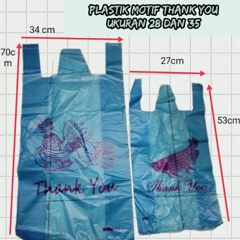 Kantong Plastik Kresek, Plastik Asoy Motif Thank You Ukuran 28~35