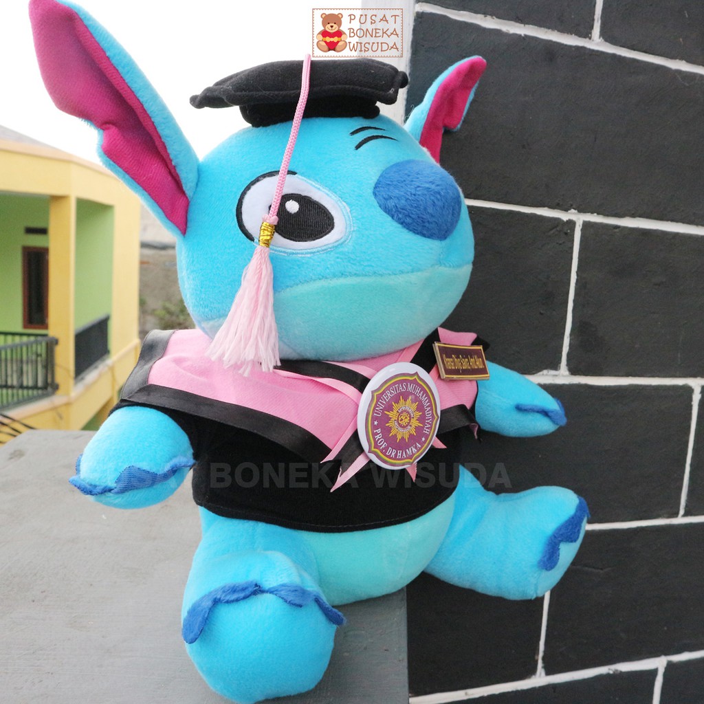 Boneka Wisuda Stitch Murah Custom Ada Nama Boneka Stich Kado Graduation Stitch Souvenir Hadiah Hewan