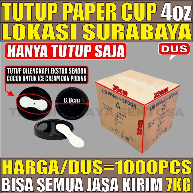 Tutup Paper Cup 4oz 120ml Hanya Tutup n Sendok Dus Semua Jasa Kirim Surabaya