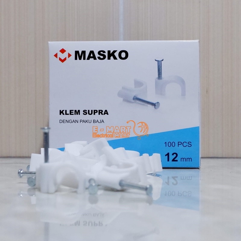 MASKO Klem Supra 12mm Klem Kabel 12 mm paku Beton KOTAK isi 100