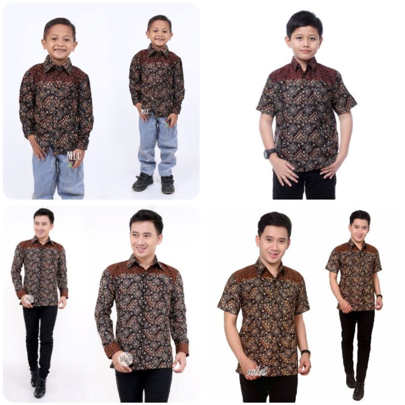 Couple Batik Ayah  Dan Anak Laki Laki - Kemeja Batik Ayah Dan Anak Lengan Pendek - Couple Ayah Anak