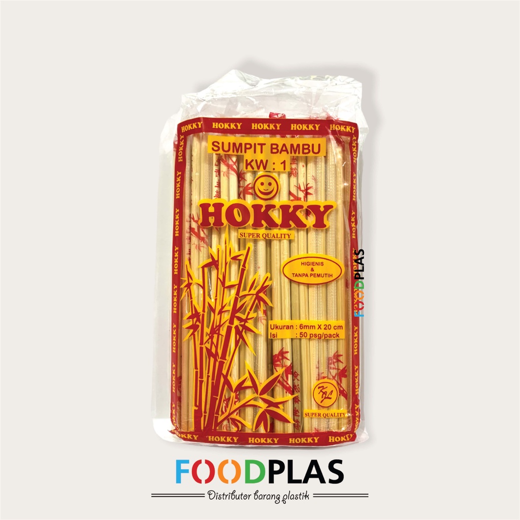 Sumpit Bambu (1 Pack Isi 50 Pasang) (Merek Hokky)