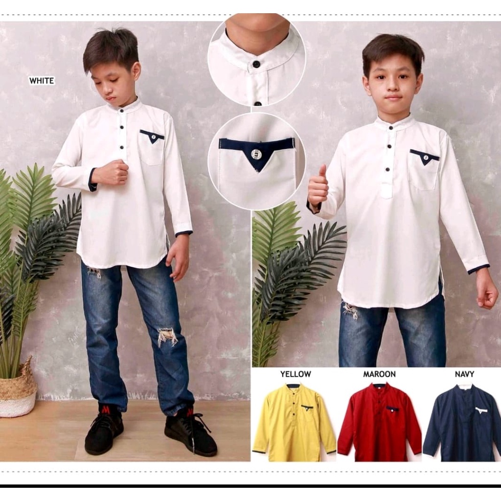 Baju Koko Anak Laki-Laki REAL PICT/ Atasan Muslim Anak Laki-Laki Lengan Panjang/ Fashion Muslim Anak-Anak