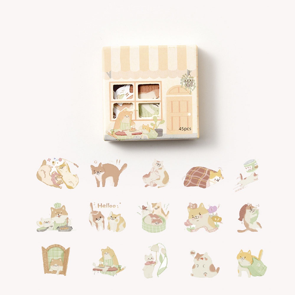 aaoottuuoo5.id Cod   45pcs/box Lovely Little House Boxed Decals Diary Notebook Decor DIY Stickers with 6 Patterns