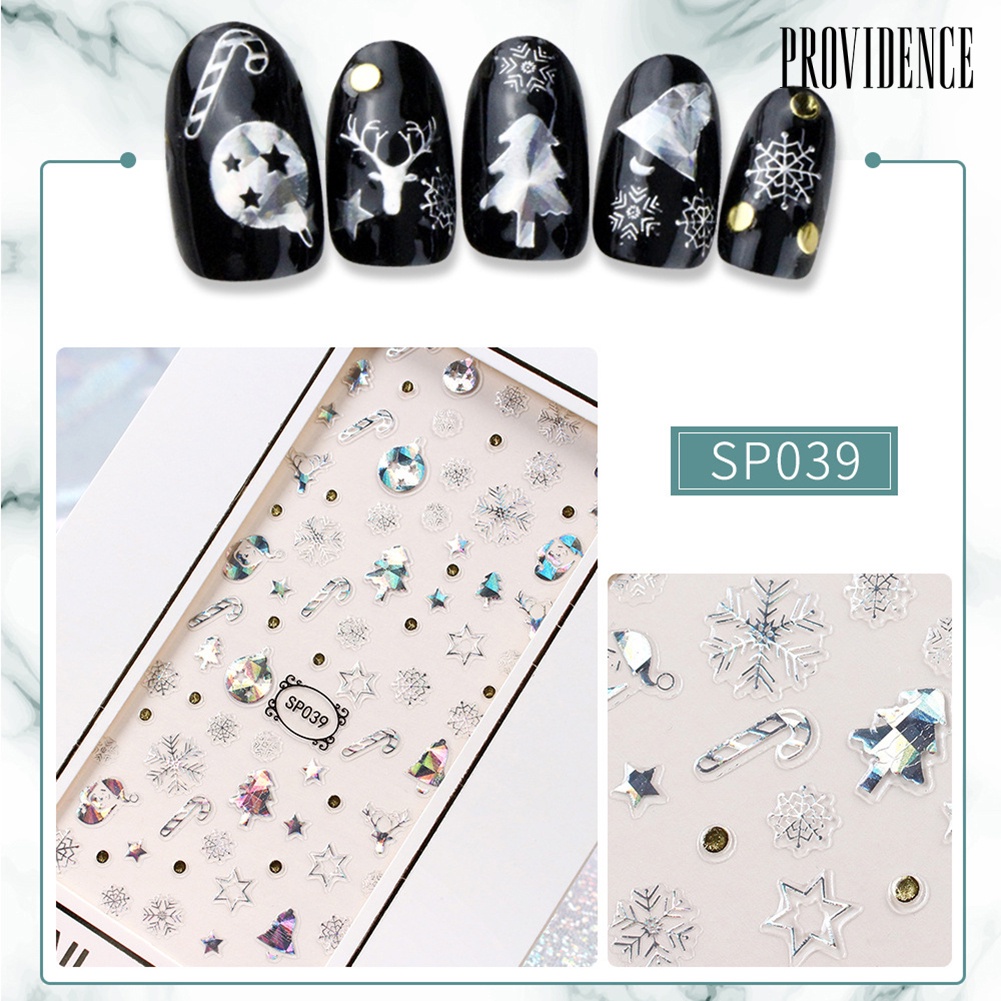 Providence 3D Snowflake Flower Star Gilding Waterproof Adhesive Nail Stickers Decals Decor