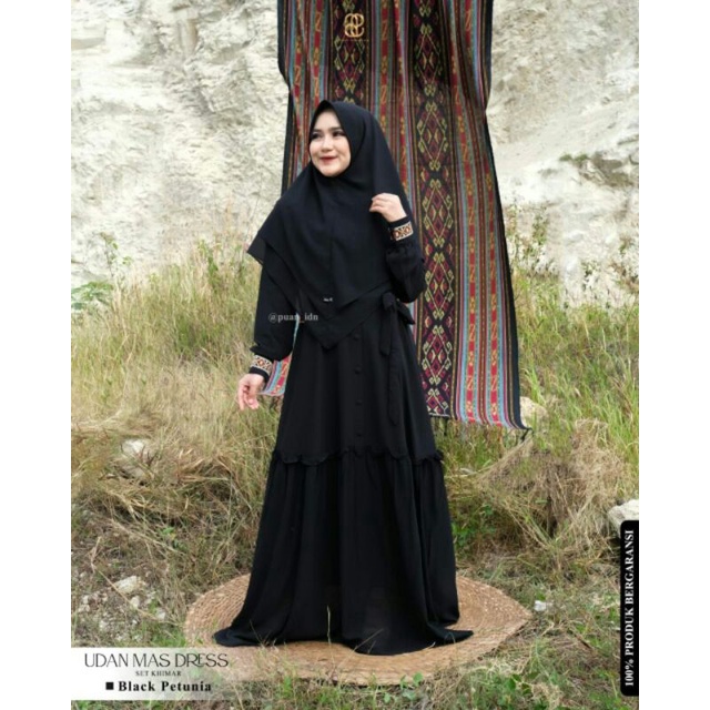 Puan Udan Mas Gamis Dress Set Khimar By Puan Terbaru