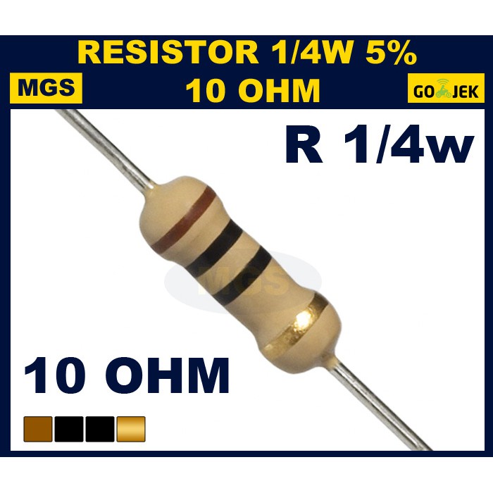 RESISTOR 1/4w 10 Ohm 5% 1000 PCS