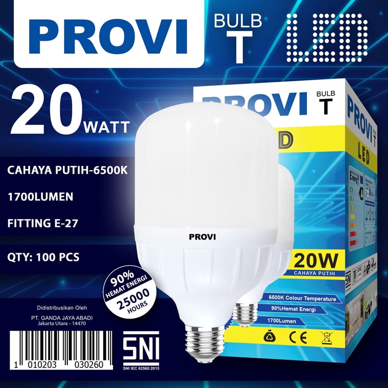 BOHLAM LAMPU LED PROVI 20W 20WATT GARANSI 1 TAHUN SANGAT TERANG LAMPU KAPSUL CAPSULE