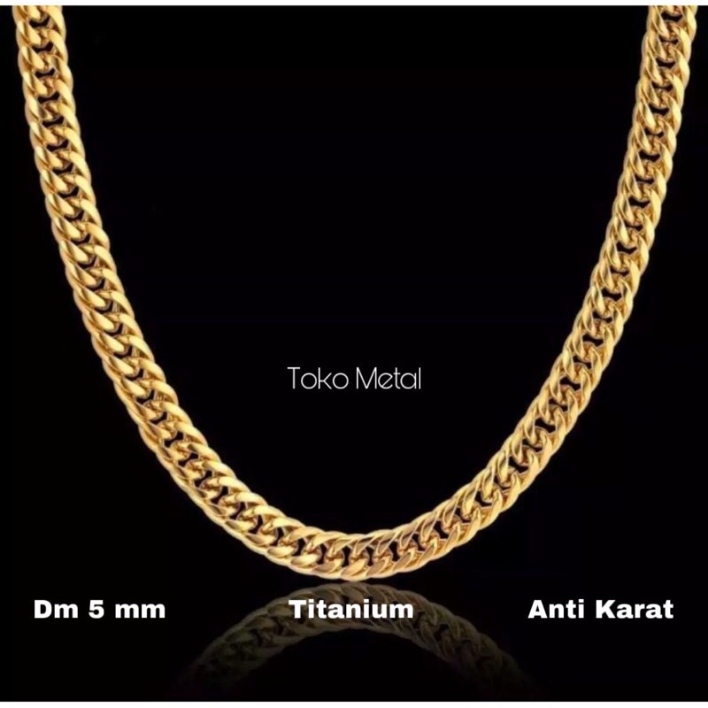 Kalung Titanium Model Rantai Gold Pria dan Wanita [ Toko Metal ]