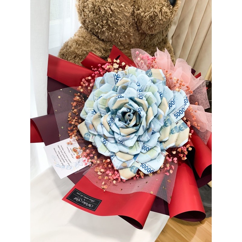 Buket uang kado valentine / anniversary / ultah money bouquet 1,5 juta