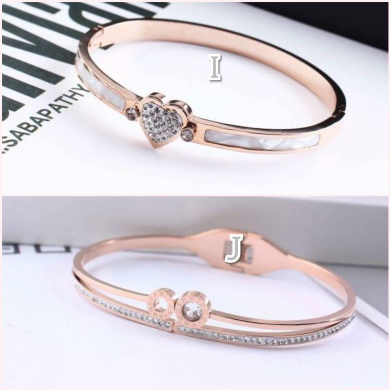 Gelang mewah korea simple stylish bangle titanium asli anti karat GBT-08