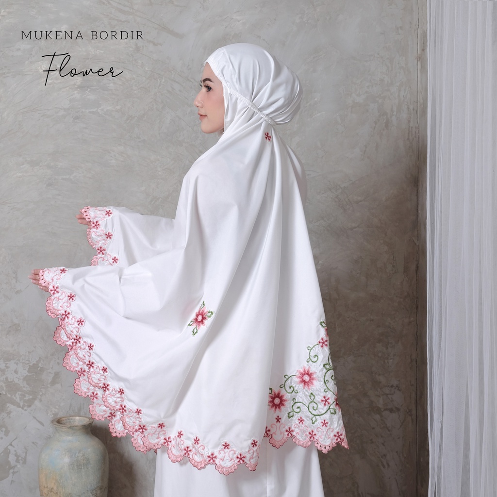 Mukena Dewasa Bordir Renda Punggung rose ||Mukena Dewasa Murah