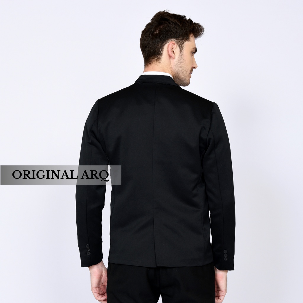 TERBARU ! JAS BLAZER PRIA HITAM POLOS MODEL SLIMFIT BAHAN TEBAL PREMIUM / JAS PRIA WISUDA / JAS PRIA KANTOR / JAS PRIA PERNIKAHAN / JAS PRIA CASUAL