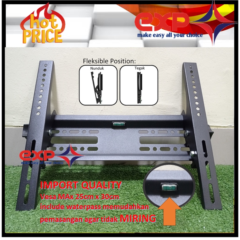 Bracket TV LG 21&quot; s/d 40&quot; waterpass GARANSI 100% COCOK!!! IMPORT QUALITY