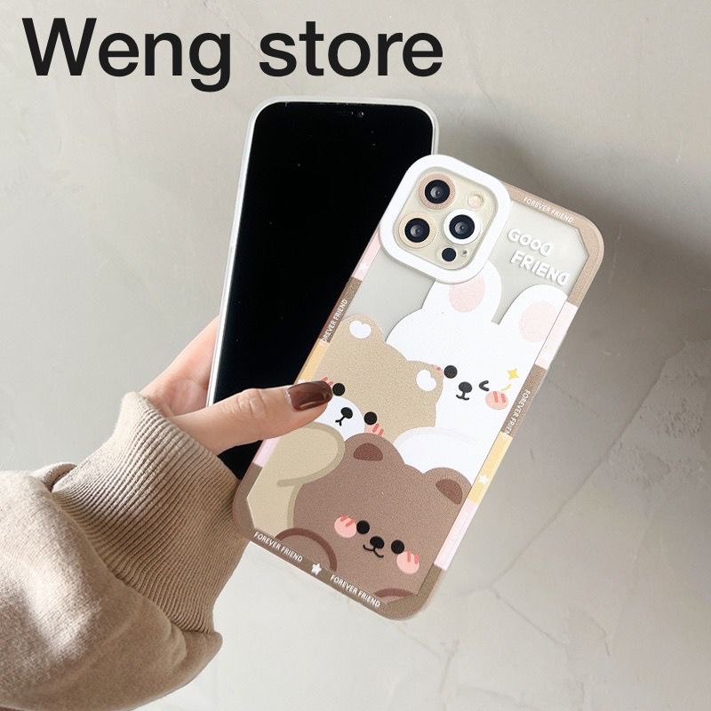 Softcase Lens Clear Milk Bear For Oppo Realme Viv XIaomi Samsung