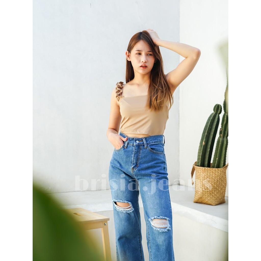 BRISIA JEANS - LEE-HI HW Boyfriend Ripped Size 27-32 / Celana Highwaist Jeans