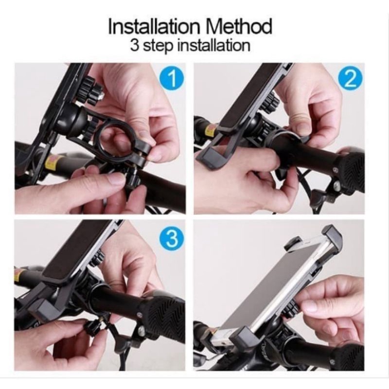 holder hp sepeda motor holder X bicycle phone holder jepitan hp - Hitam