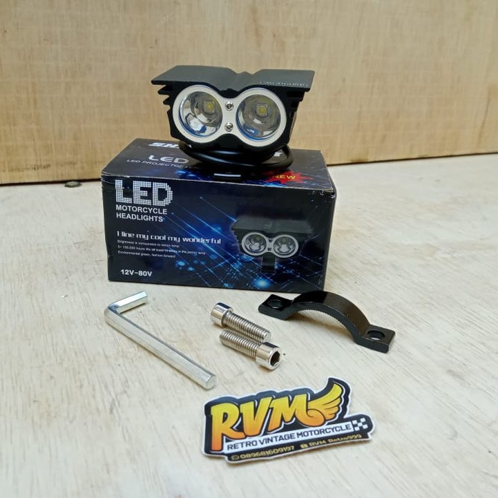 lampu owl 2 mata RX KING LED set dudukan lampu led rx king rx s model bandung style kumis rx gold-Led 2 mata aja