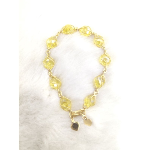 Gelang lapis emas kurung kristal kuning