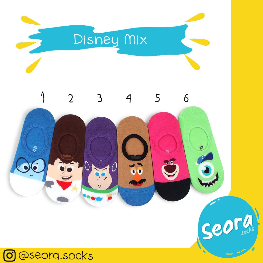 Kaos Kaki Impor Korea Disney Monster University Toy Story Lilo Stitch Insight Out Sadness Anti slip
