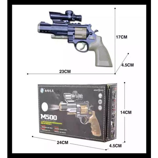 Pistol Mainan Revolver M500 Nerf Toy Gun Peluru Air Busa Water Bullet