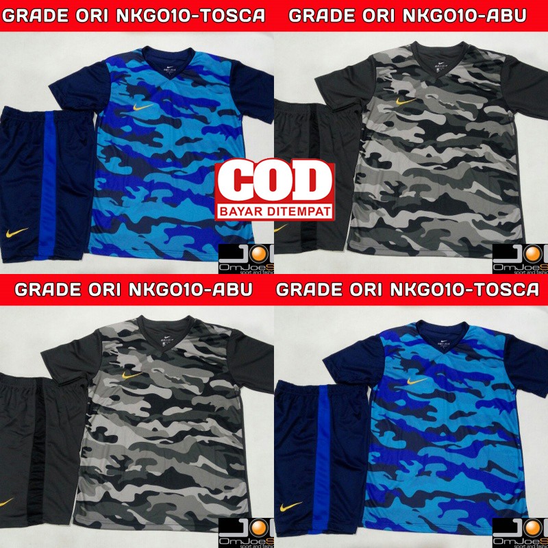 Kaos bola Nike Grade Ori GO Army NKGO10 setelan futsal Jersey polos baju olahraga pria kaos tim