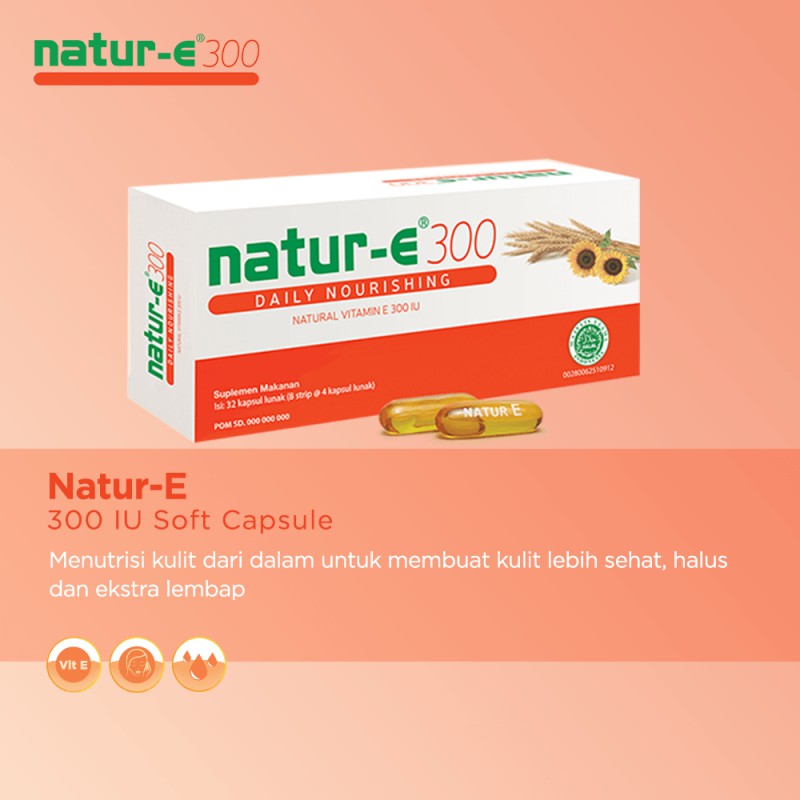 Natur-e 300 Vitamin Kulit Daily Nourishing / Vitamin E 300 IU 1 Strip Isi 4 Kapsul Multivitamin Natu