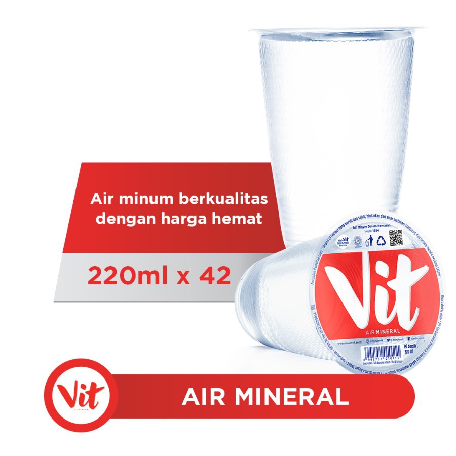 

Vit Air Mineral Gelas 220 ml Isi 42 Pcs - 1 Karton