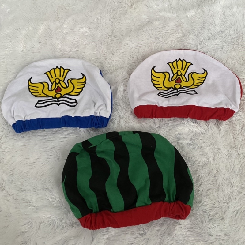 Topi kupluk bayi motif semangka SD SMP preloved PL satuan