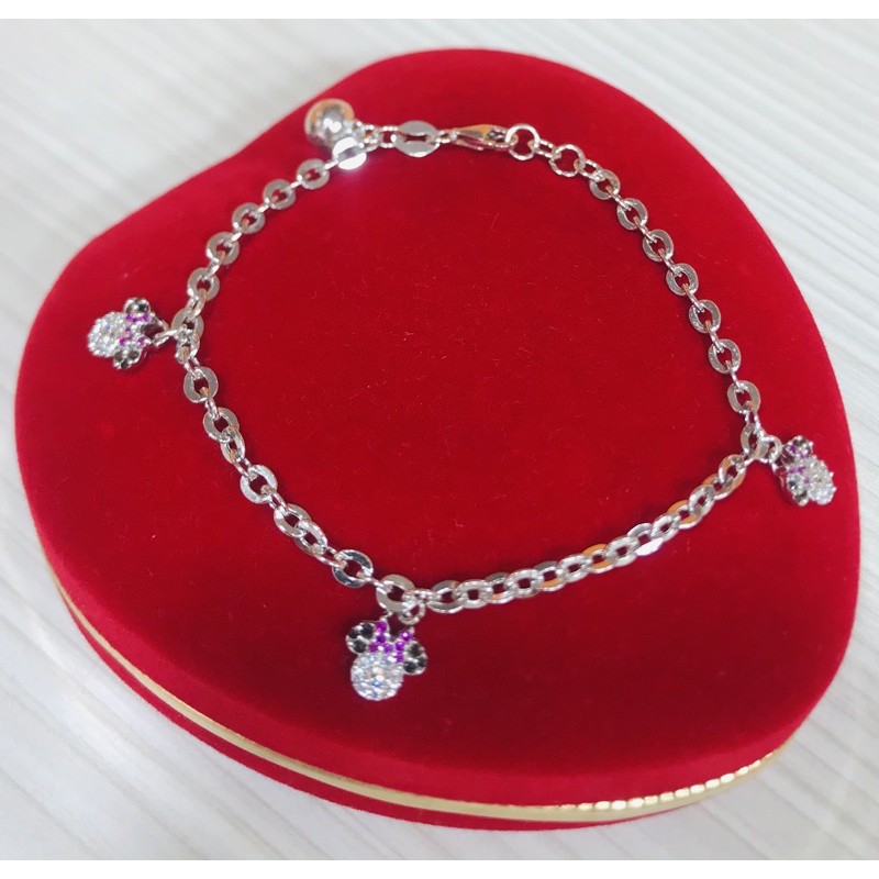 GELANG TANGAN MAINAN PERMATA SILVER925/PERHIASAN SILVER925 LAPIS EMAS PUTIH ASLI/GT150