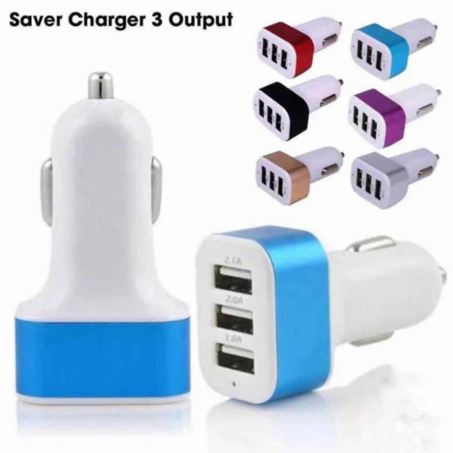 [BISA COD] Adaptor Car Mobil Charger Colokan Charger Port 3 in 1 Batok Cas USB Hp Untuk Di Mobil