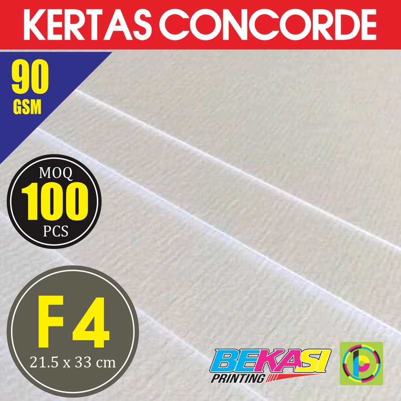 

Kertas Concorde 90 GSM Ukuran F4 21.5x33 cm isi 100 Lbr