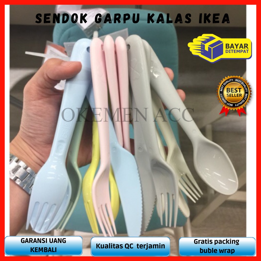 Sendok Garpu Plastik Warna Colourfull Eco-Friendly Isi 6 Set Isi 12 Pcs / sendok garpu 1 set / sendo